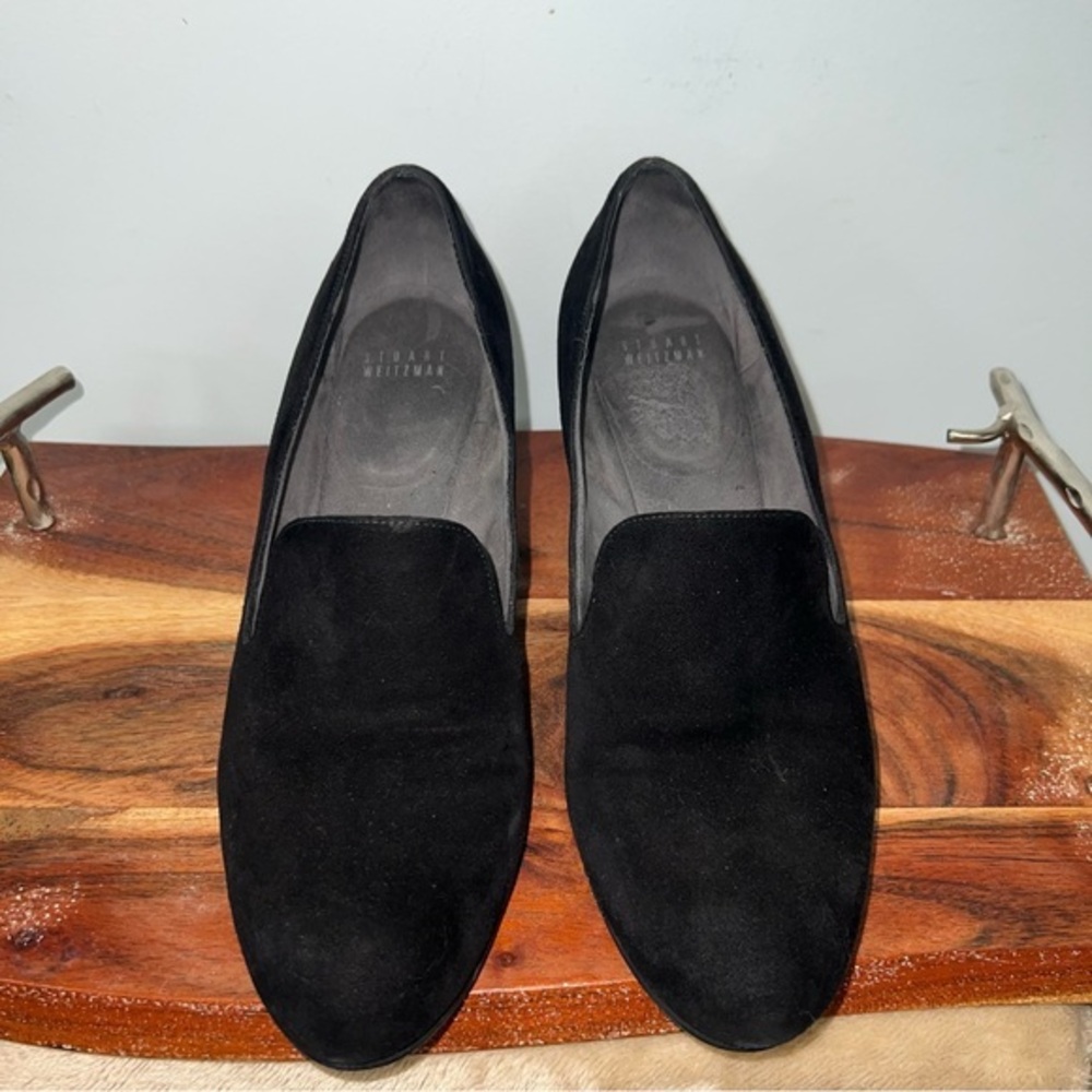 Stuart Weitzman Black Suede Wedges Women’s Size 10 Loafers Made in Spain
